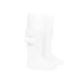 Condor Knee High Ribbed Pom Pom Sock White